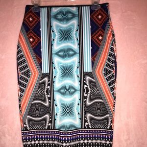 Bisou Bisou patterned midi pencil skirt